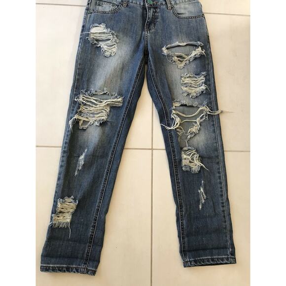 One Teaspoon Awesome Baggies Distressed Crop Jeans - Picture 7 of 11